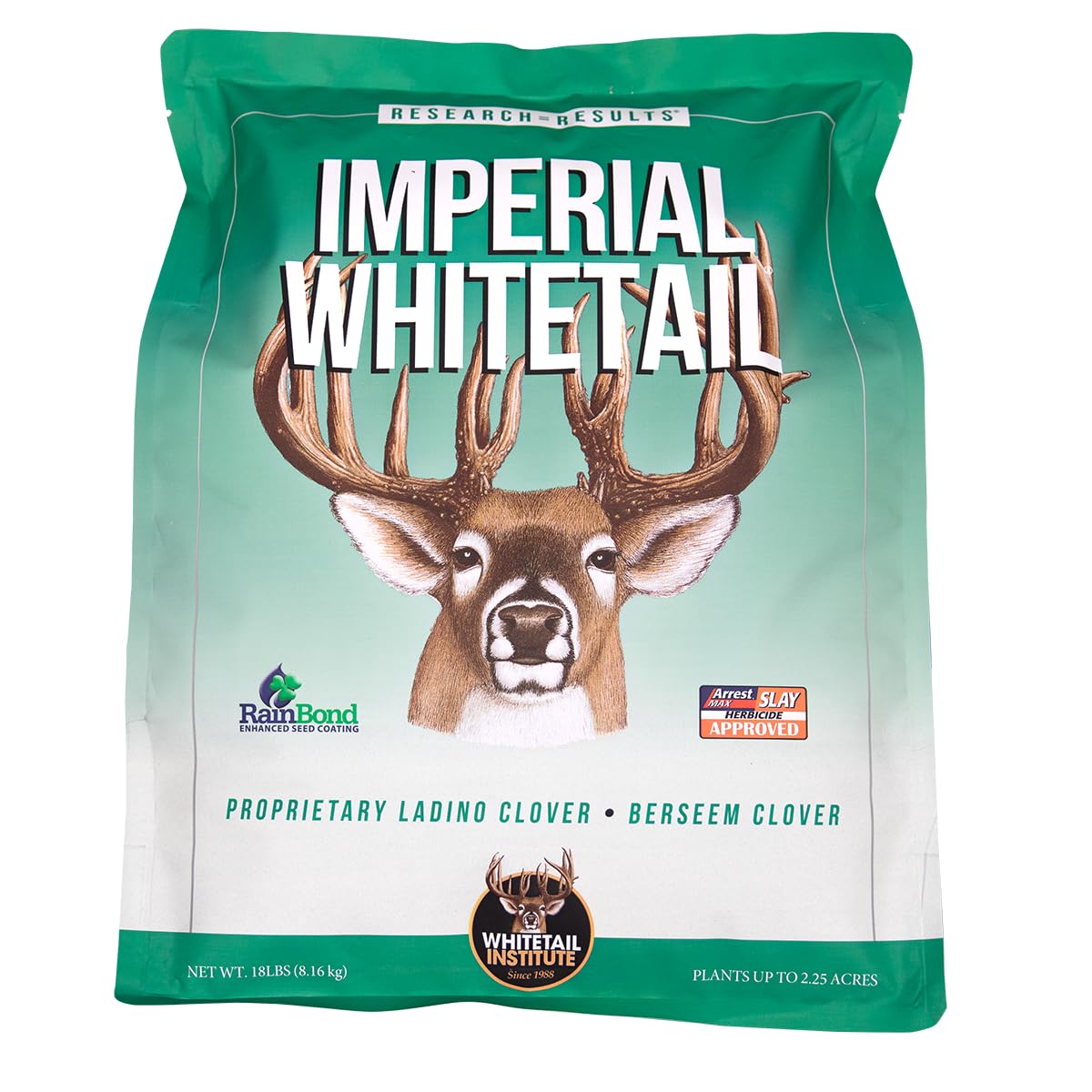 Whitetail Institute Imperial Clover seed bag ready for planting to attract deer
