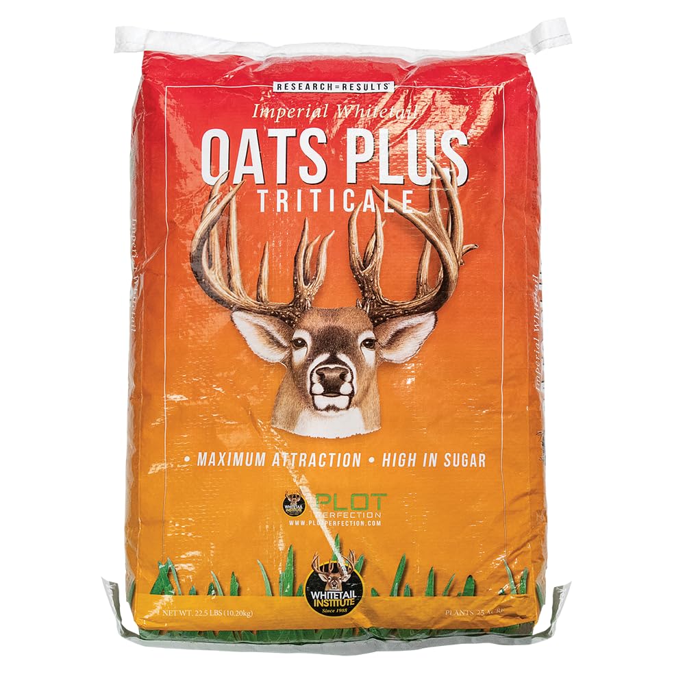 Whitetail Institute Oats Plus bag front label highlighting premium deer attractant.