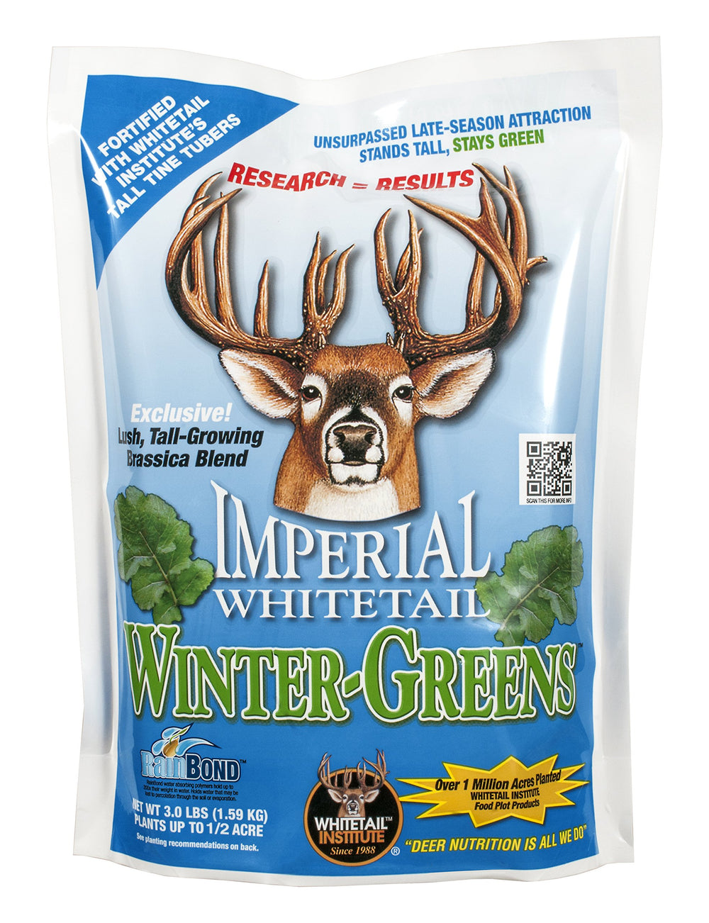 Whitetail Institute Winter-Greens seed bag highlighting late-season deer attraction.