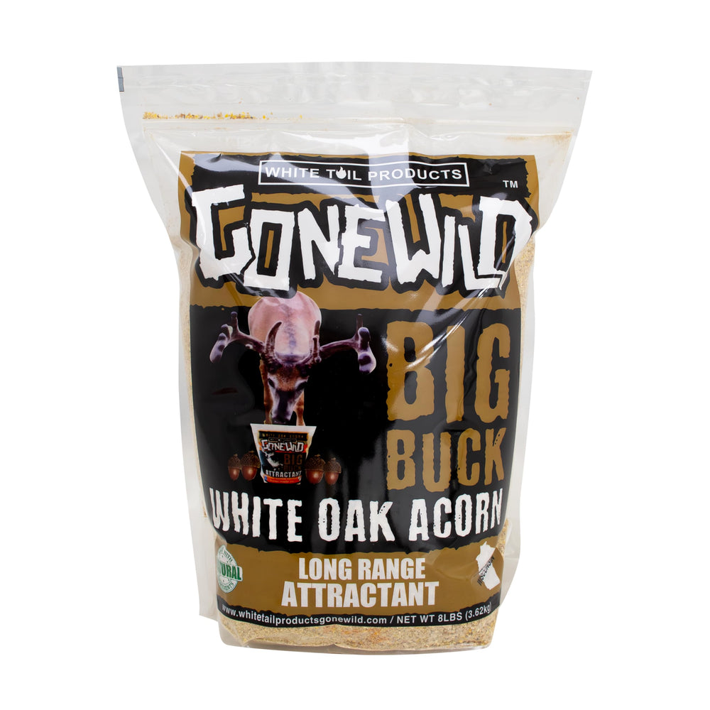 Whitetail Products Gone Wild bag front attracts deer with oak acorn powder