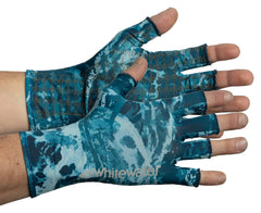Whitewater half-finger fishing gloves showcase dexterity for baiting and knot tying.