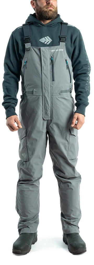 Front view of Whitewater Great Lakes Waterproof and Windproof Fishing Bibs in Shade XX-Large