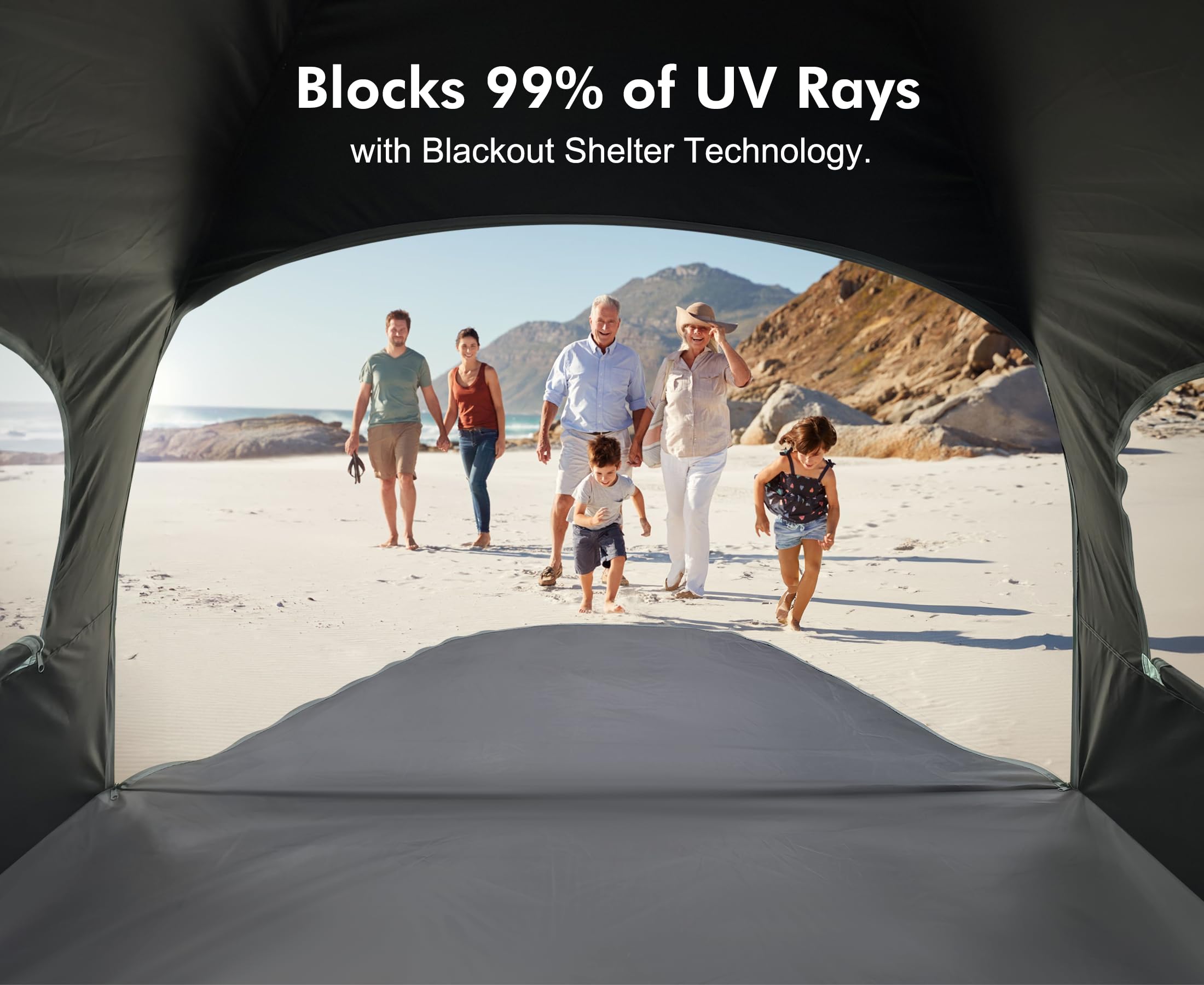 WhiteFang Beach Tent mesh windows for breathable shade