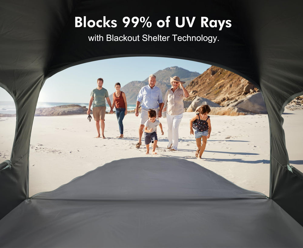 WhiteFang Beach Tent mesh windows for breathable shade