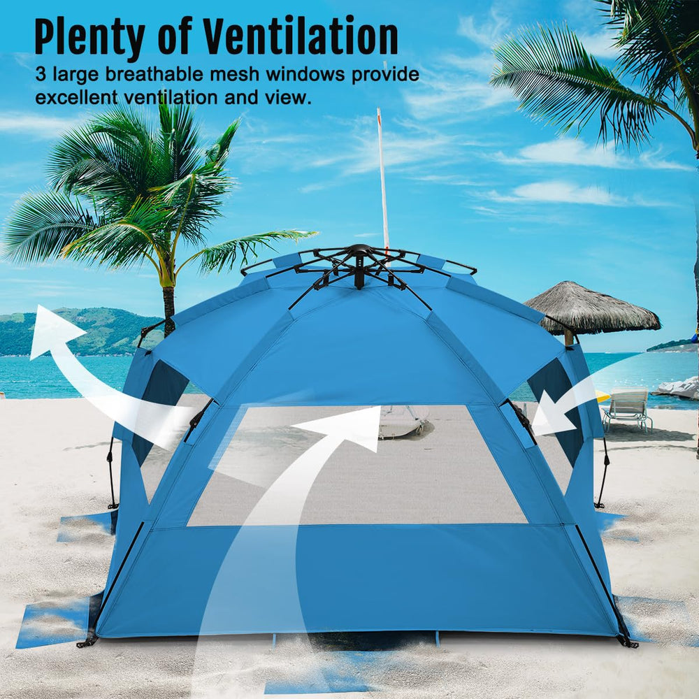 WhiteFang XL pop-up beach tent showing extendable front floor for privacy and changing