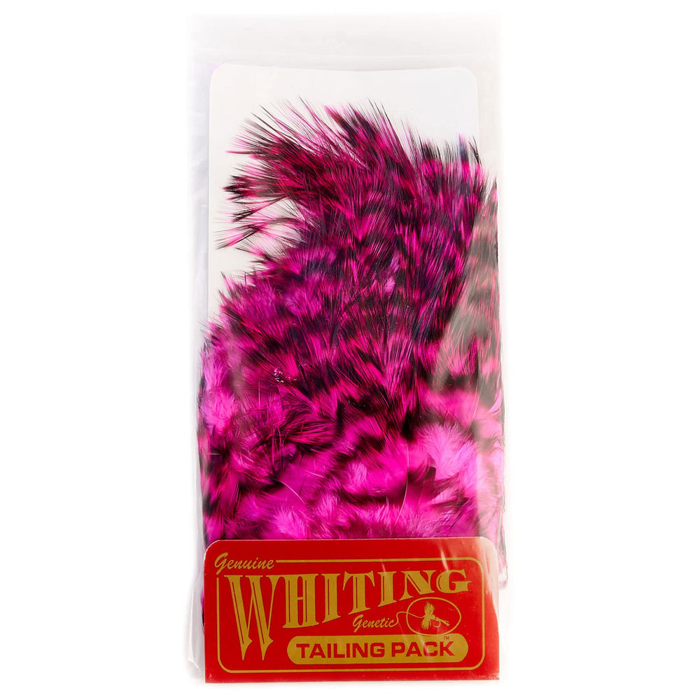 Whiting Farms Coq de Leon tailing pack in grizzly pink, ideal for nymph tails and dry fly accents.
