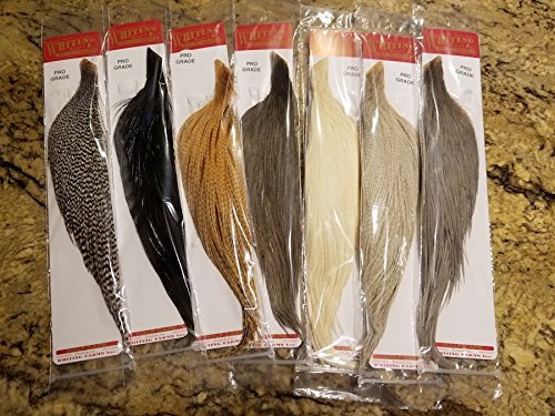 Whiting Farms Pro Grade 1/2 Cape in White dyed Medium Dun for precise dry fly tying.