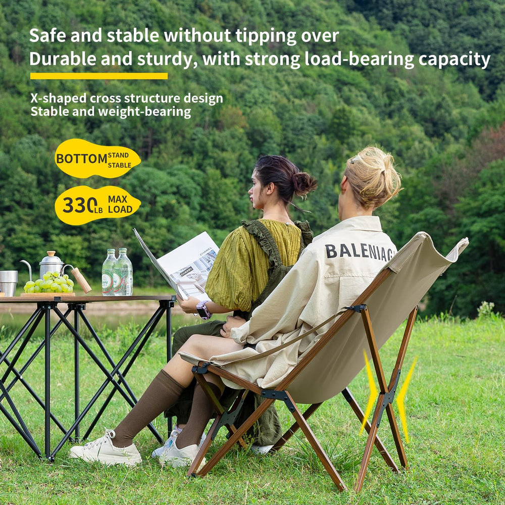 Whitsunday Outdoor Chair khaki camping scene ready for outdoor seating