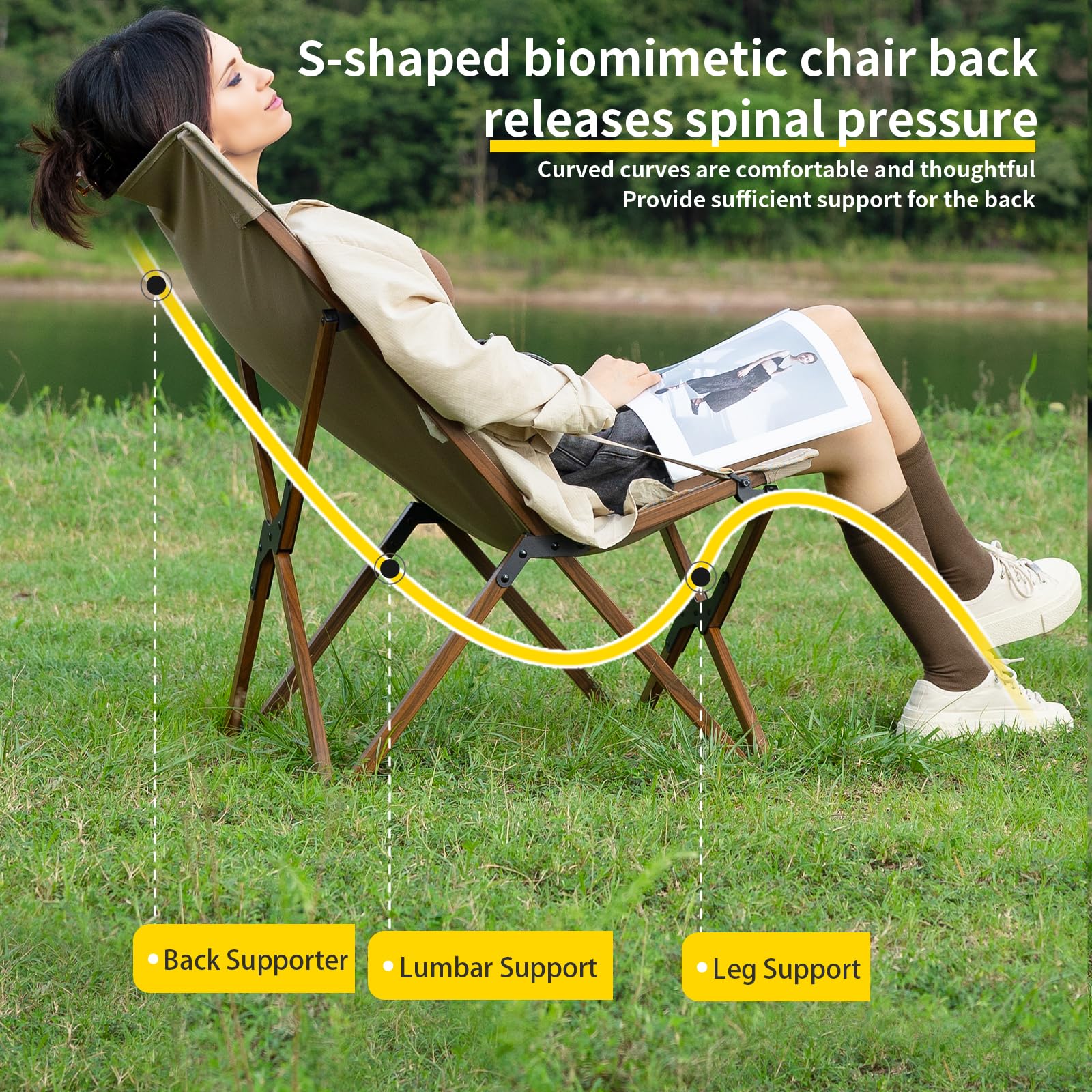 Whitsunday Outdoor Chair khaki open seat demonstrating ergonomic butterfly design