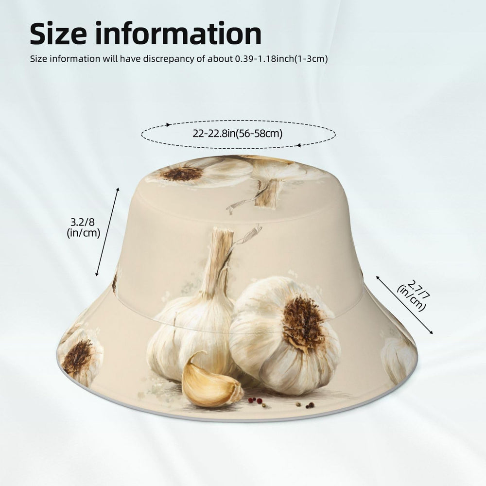 WHJSHOP garlic illustration prints bucket hat breathable weave for comfort