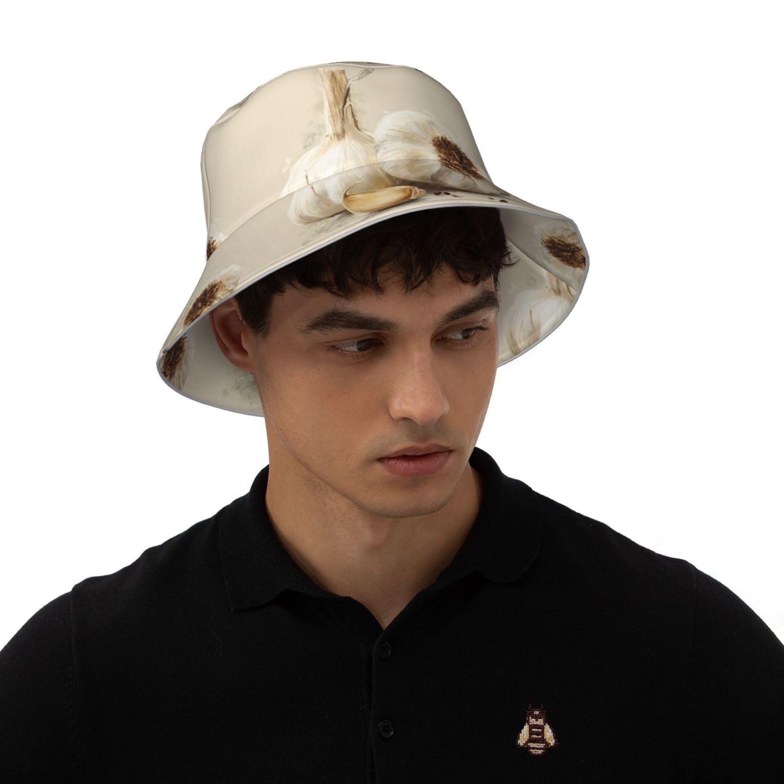WHJSHOP garlic illustration prints bucket hat UV protection for sunny days