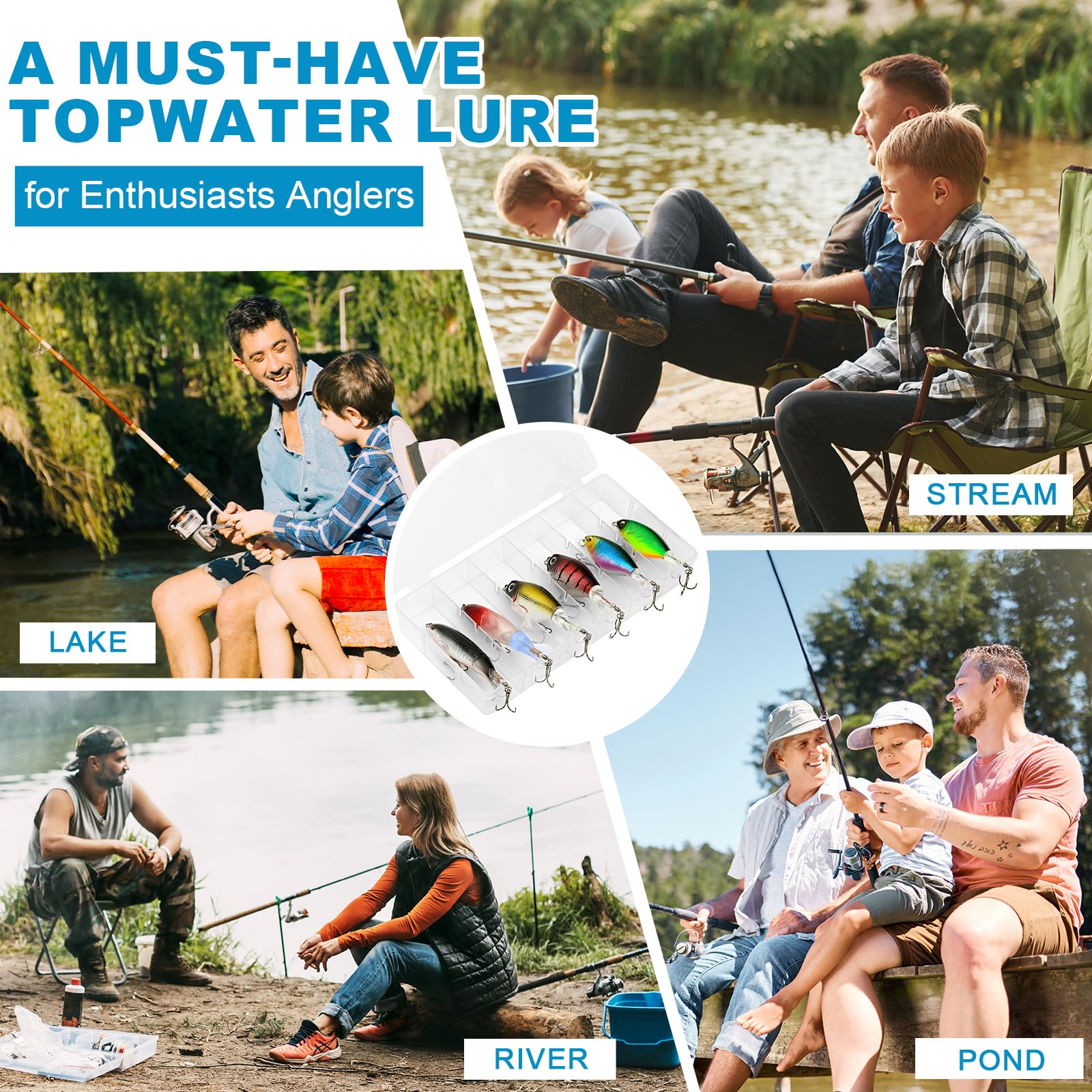 Storage box included with Whopper 6-piece topwater lure kit