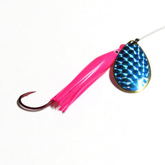 Wicked Lures Pink-Blue King Killer lure ready for salmon trolling and back-bounce fishing.