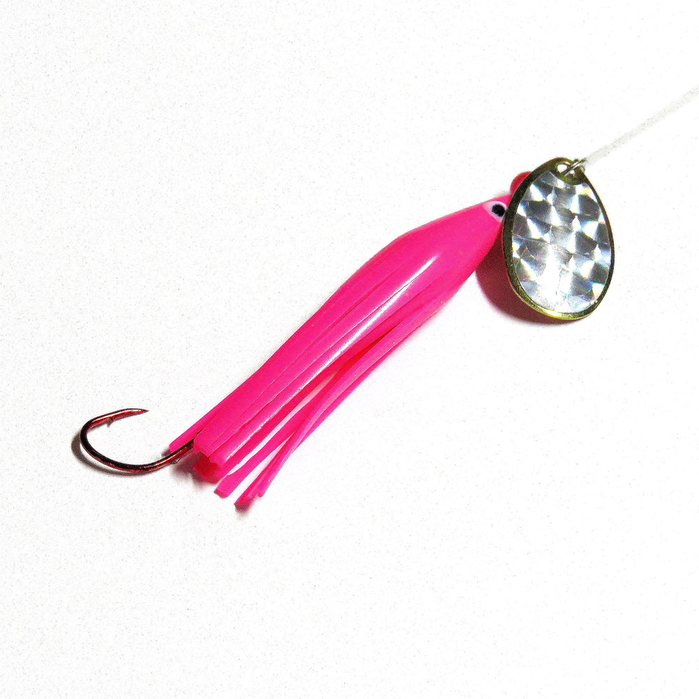 Wicked Lures Trout Killers Pink-Silver for trolling freshwater lakes to attract trout.