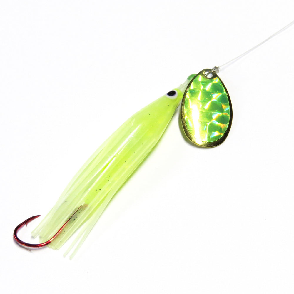 Wicked Lures Wicked Trout Killers Glow-Chartreuse lure for freshwater trolling.