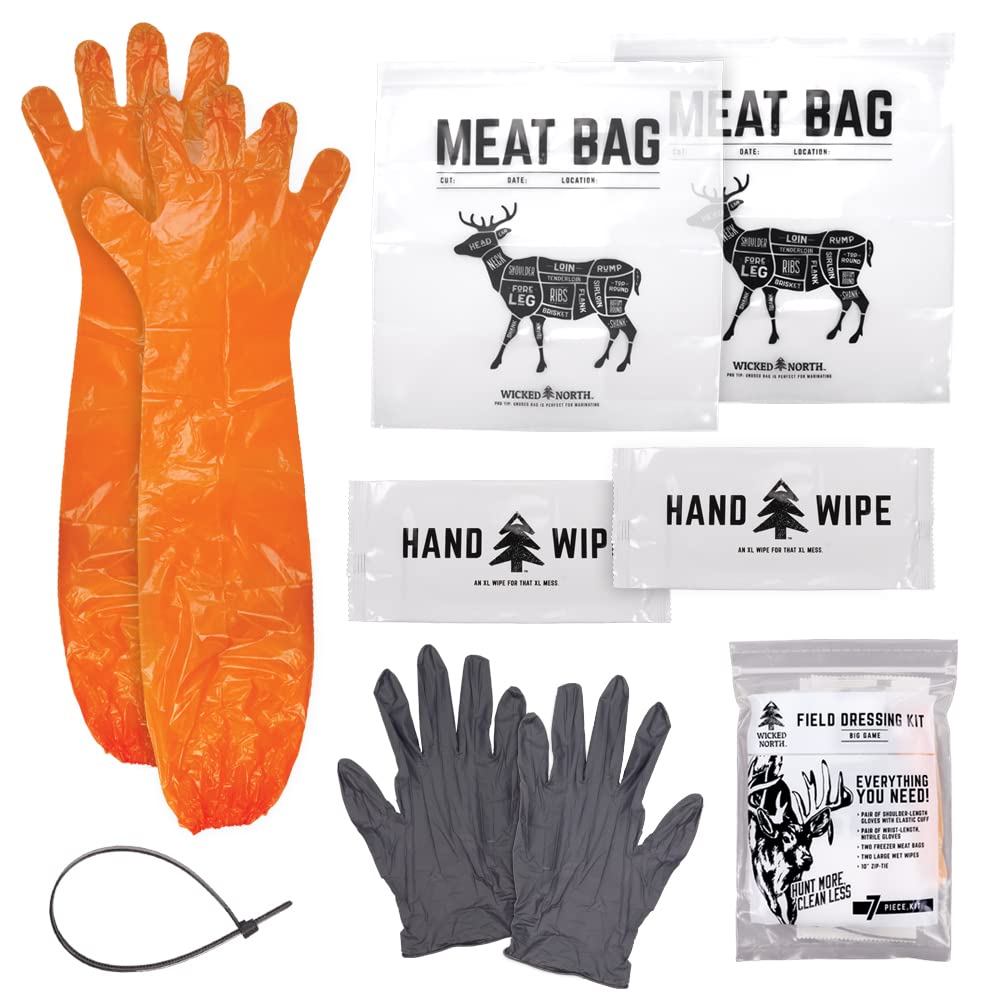 Wicked North big game kit gloves wrist-length nitrile for improved dexterity in the field