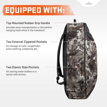 Wicked Ridge Ambush Bowpack external pockets store water and quiver accessories.