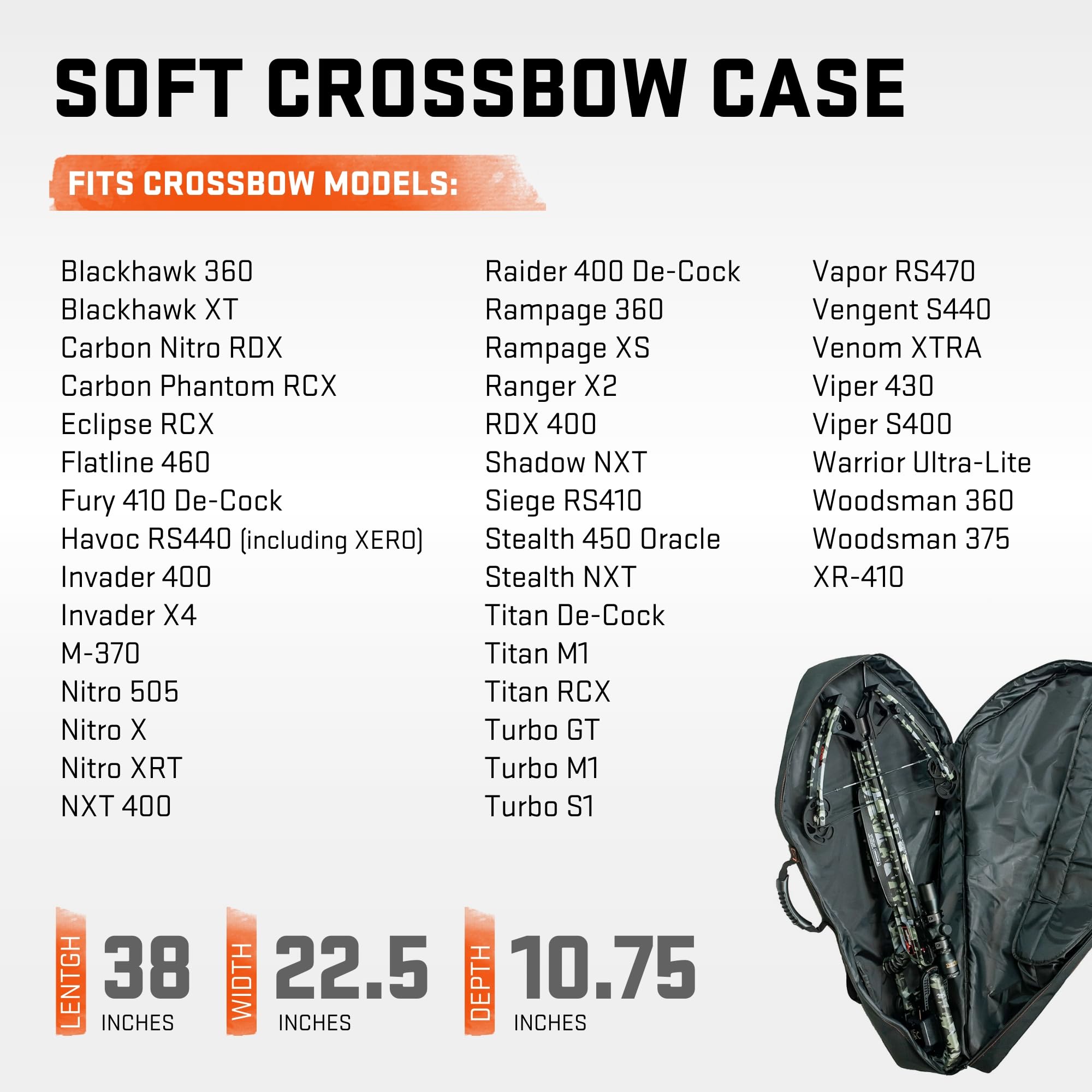Wicked Ridge soft case with water-resistant shell protects crossbow during travel.