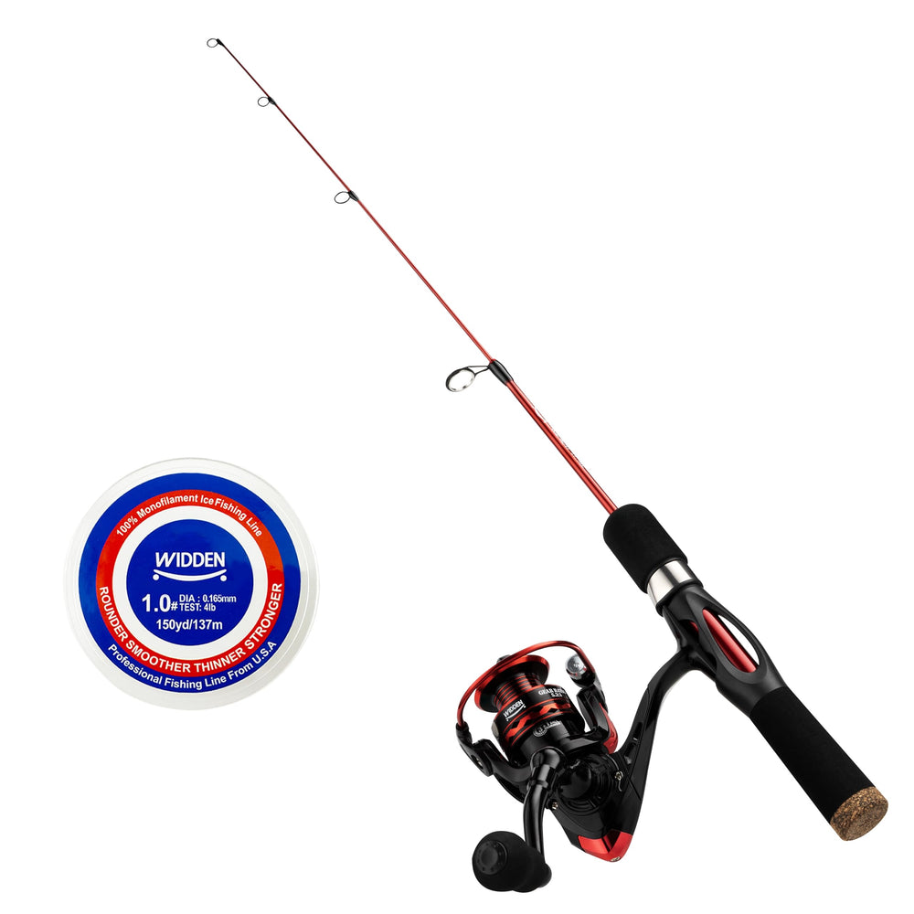 WIDDEN ice fishing rod and reel combo 27-inch size in silver and black