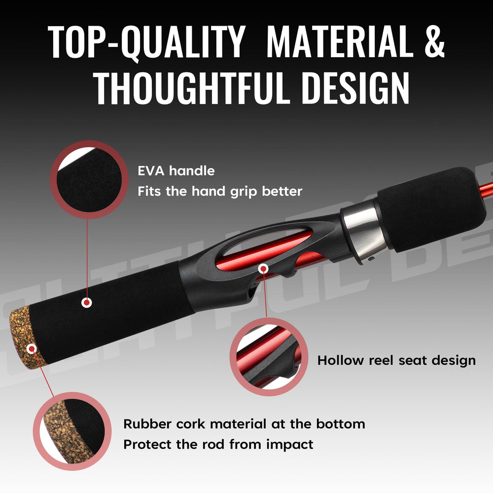 Hollow reel seat design on ice fishing rod