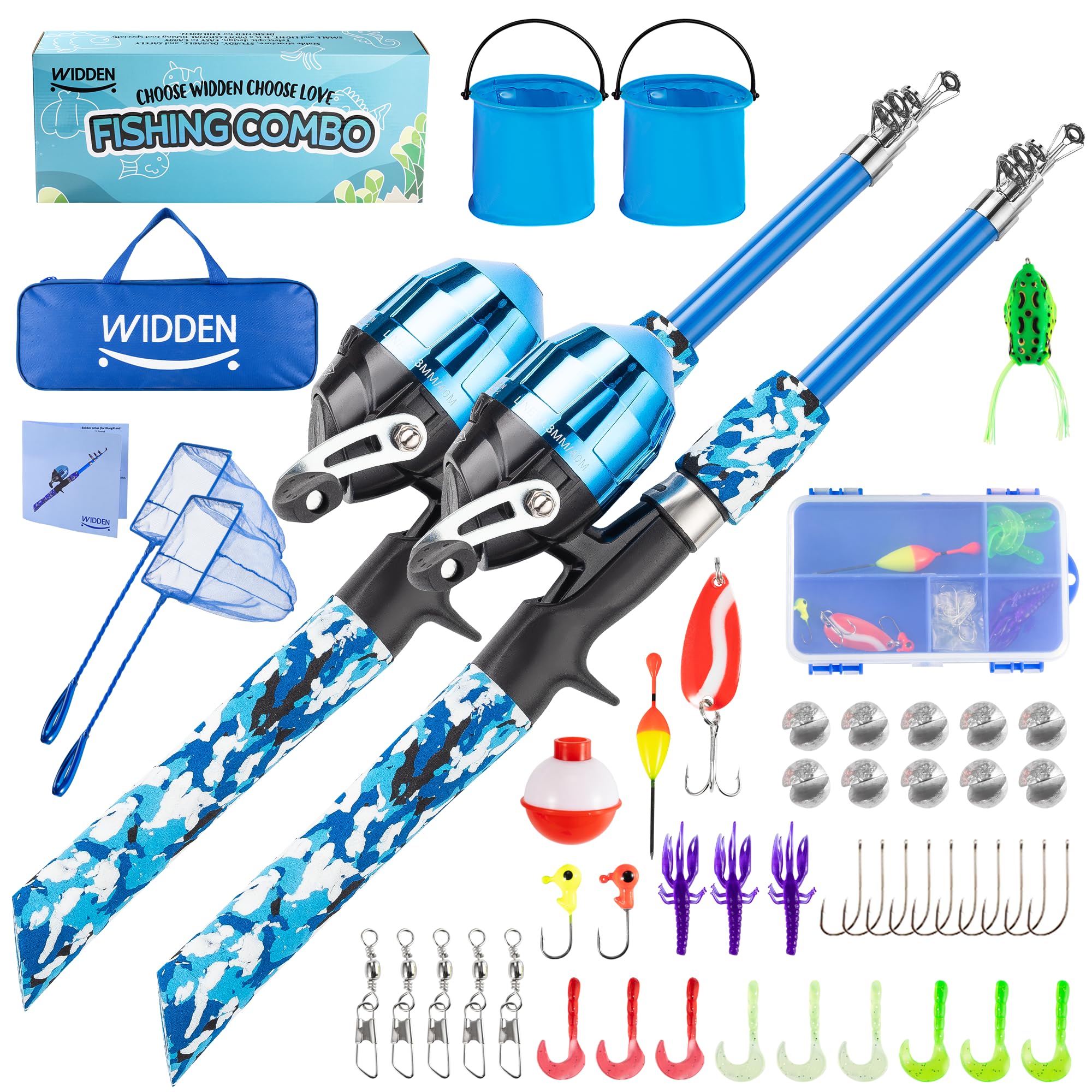 WIDDEN Kids Fishing Pole 2-pack for beginner-friendly outdoor fishing adventures