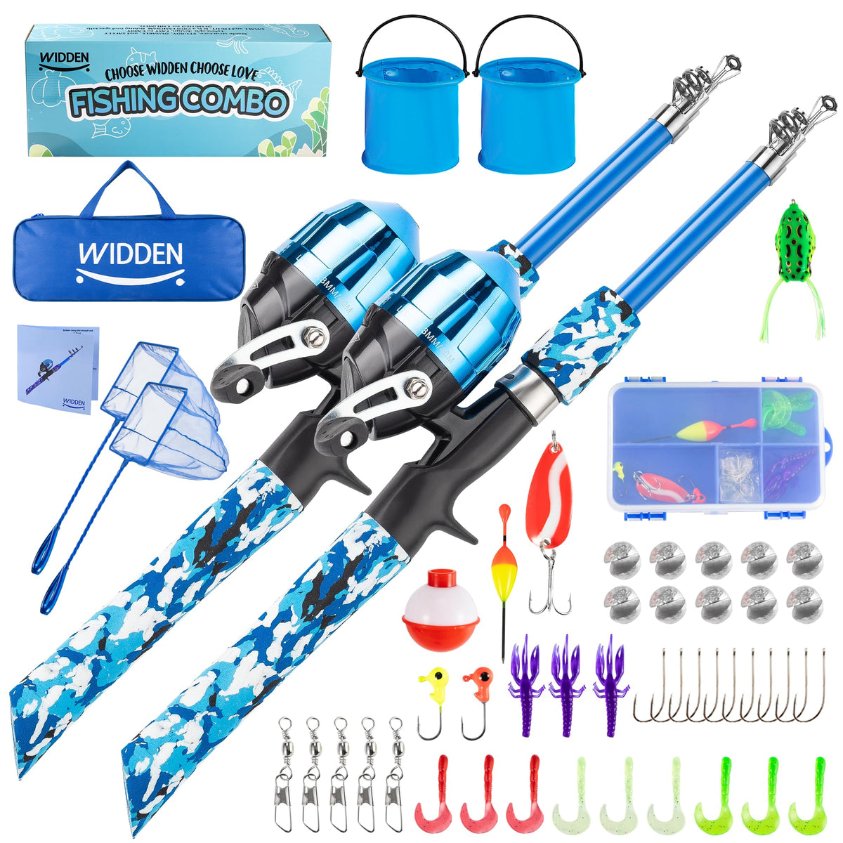 WIDDEN Kids Fishing Pole 2-pack for beginner-friendly outdoor fishing adventures
