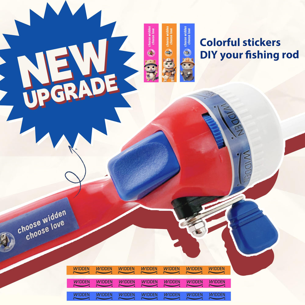 WIDDEN kid-friendly rod highlights rust-resistant guide eyes for durable play