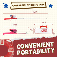 WIDDEN kids fishing pole in compact folded mode for portable storage
