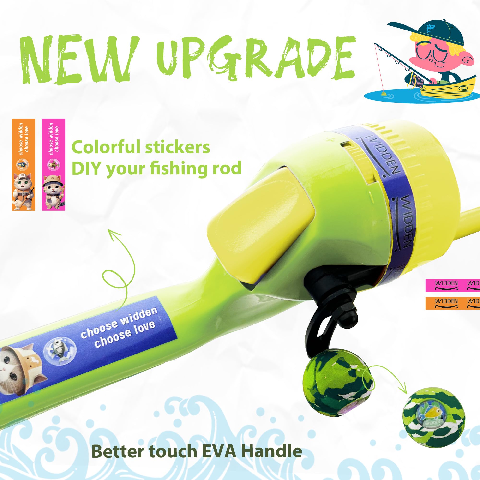 WIDDEN kids fishing pole folded demonstrates compact portability for adventures.