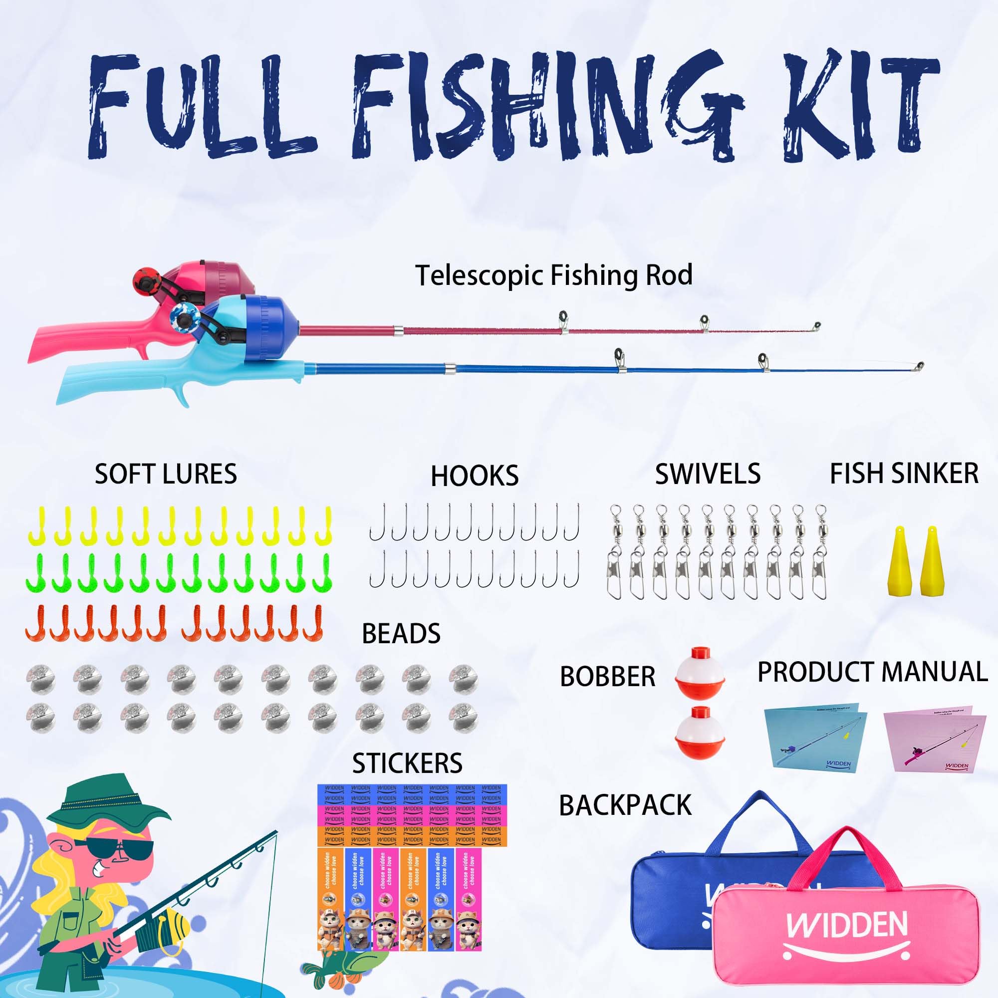 WIDDEN kids fishing pole guide eyes, stainless steel for durability and rust resistance.