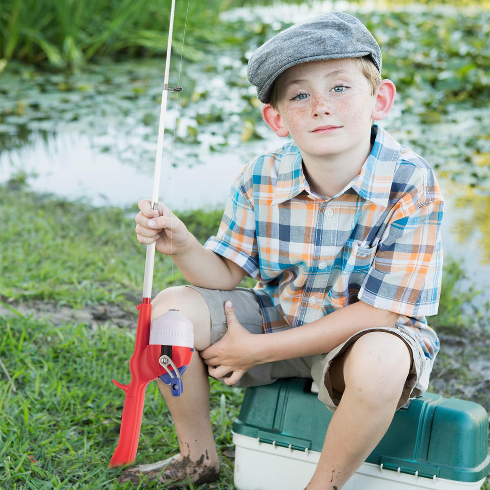 WIDDEN Kids Fishing Pole in use shows a child learning casting.