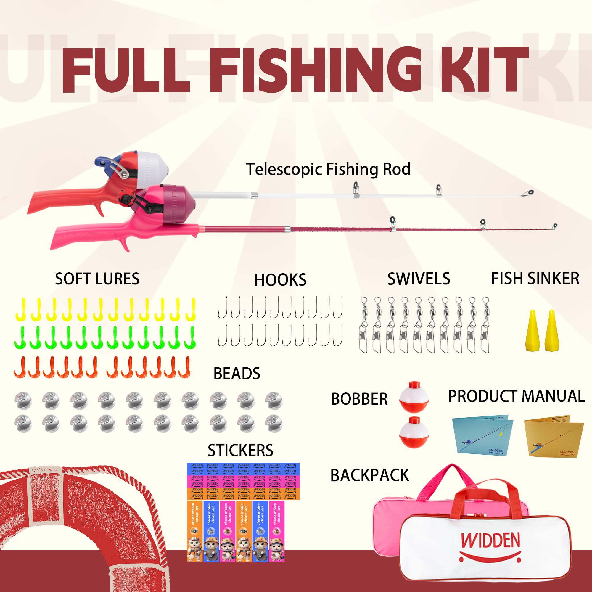 WIDDEN light-weight four-layer fiberglass construction for safe flexible fishing