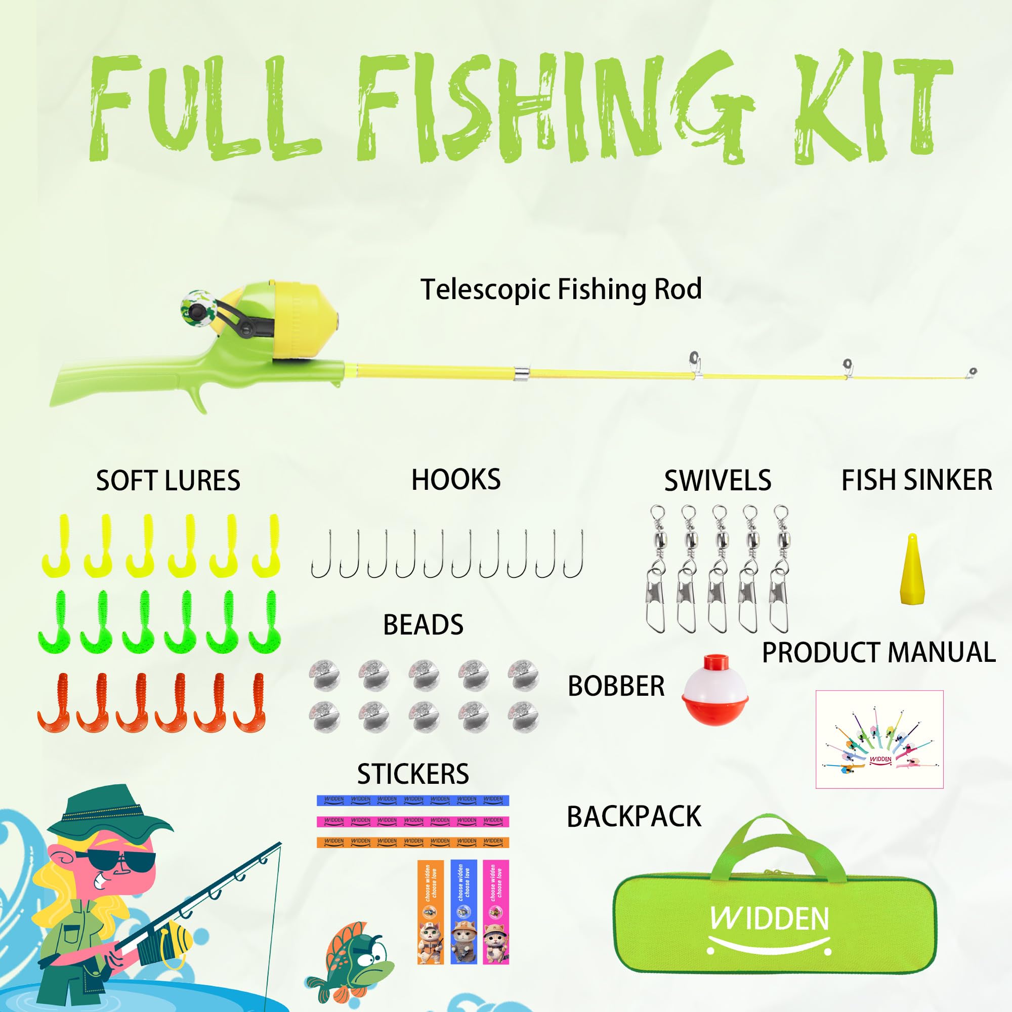 WIDDEN kids fishing portable gear bag supports on-the-go trips.