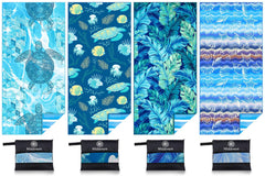 Widdonen 4-pack towels folded neatly with strap for travel convenience.