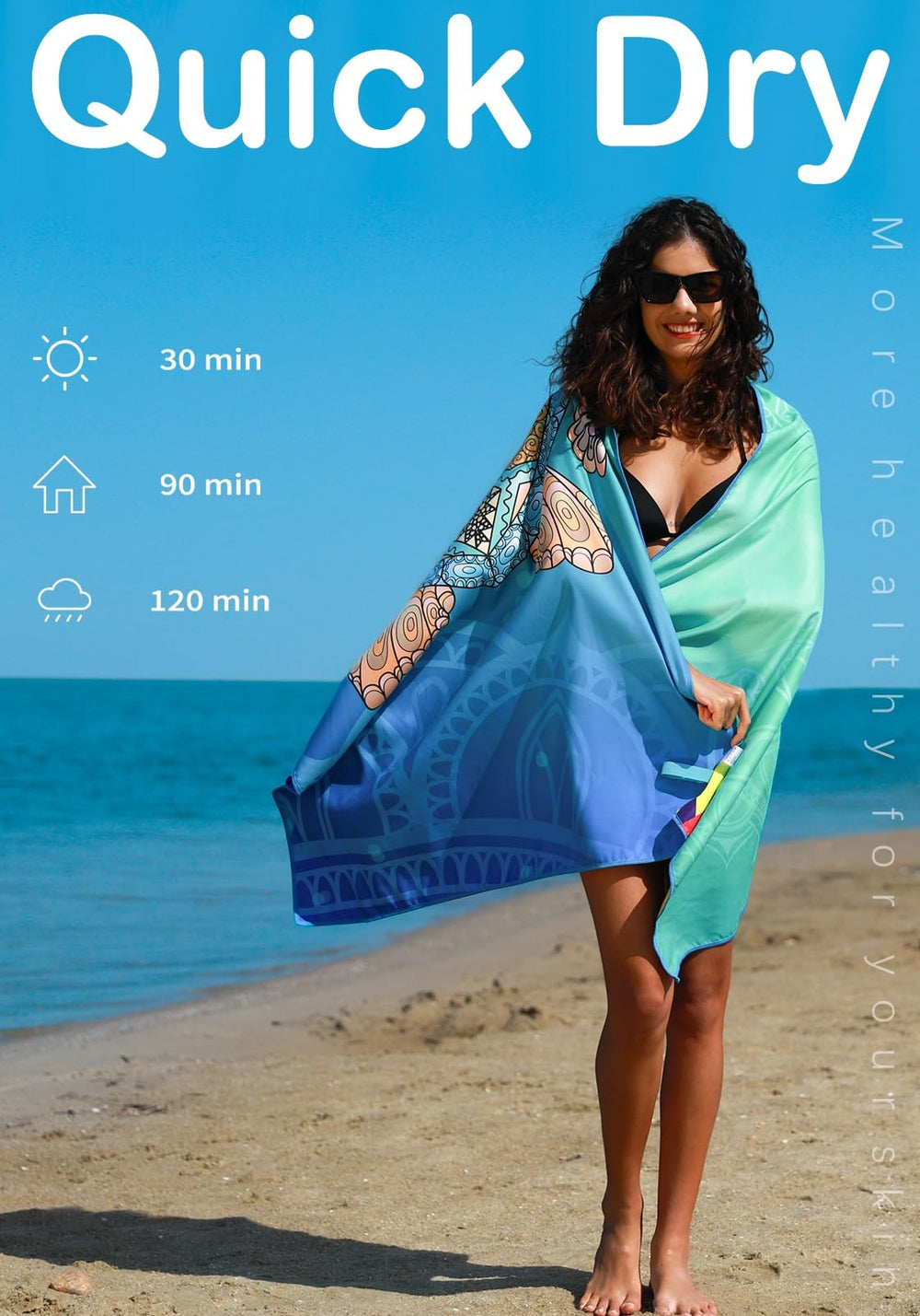 Widdonen double-sided design towel with vibrant patterns for stylish poolside look