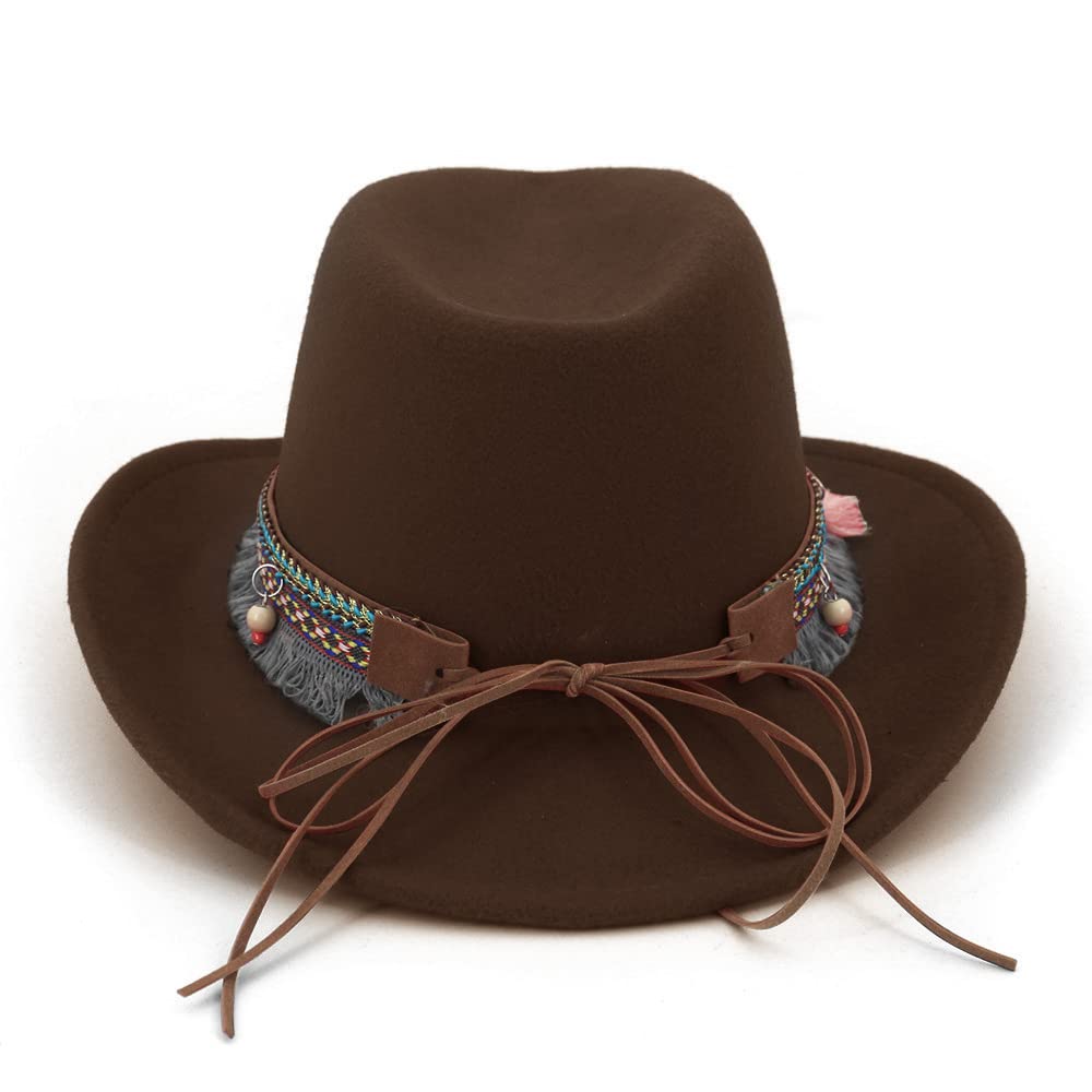Wide 7 cm brim on felt cowboy hat