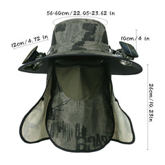 Packable solar powered hat with foldable brim for travel