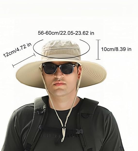 Outdoor lifestyle shot of wide brim solar fan hat in use