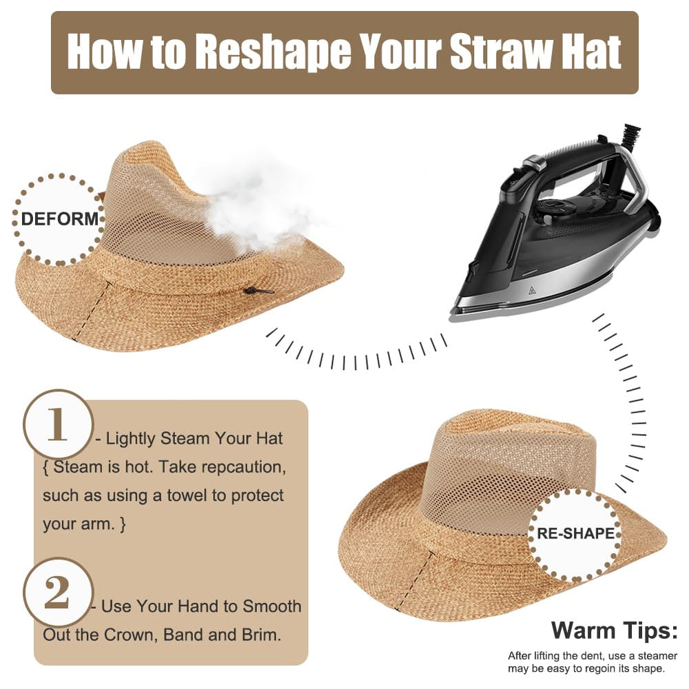 Outdoor scenes featuring beach, garden, and hiking with Panama hat