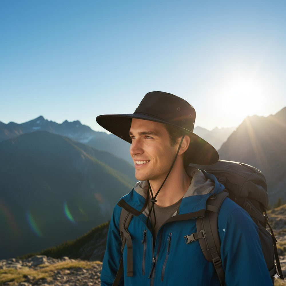 Side view showing breathable mesh panels and windproof chin strap