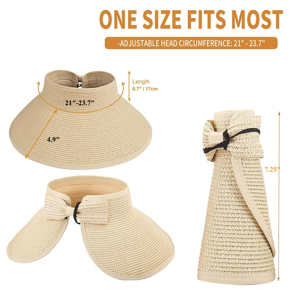 Wide brim open-top sun visor hat in natural color