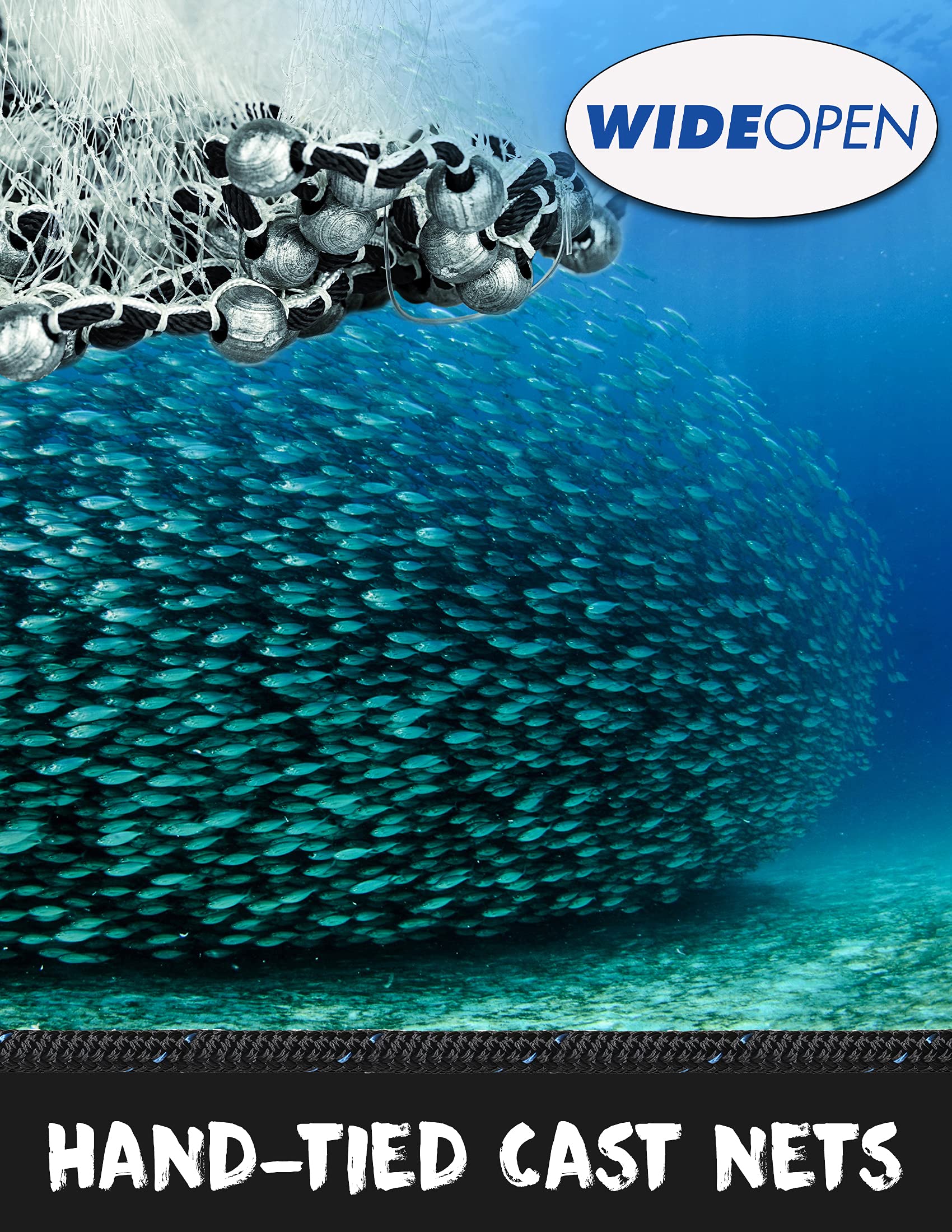 Wide Open Nets suitable for saltwater and freshwater fishing environments.