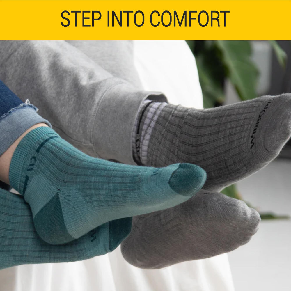 Wide Open USA-made teal socks knitted in Vermont for durable all-weather quality.