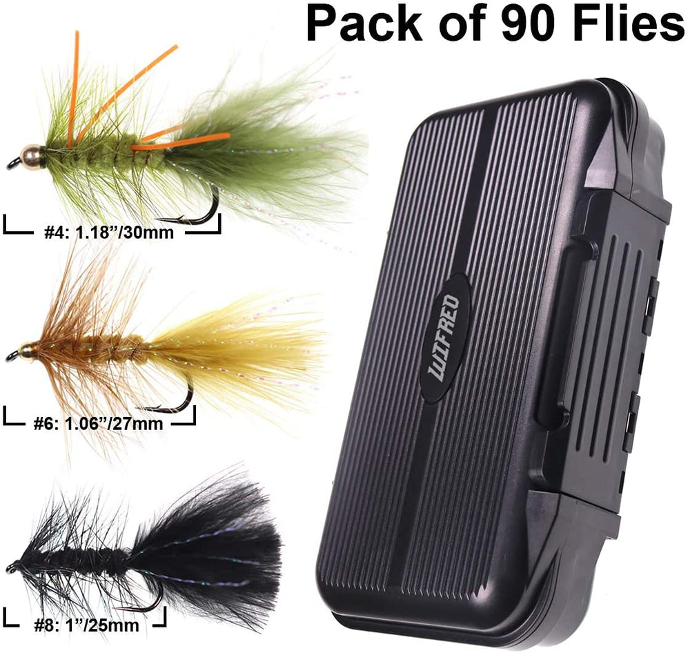 Wifreo waterproof fly box with double lid keeps flies dry and organized.