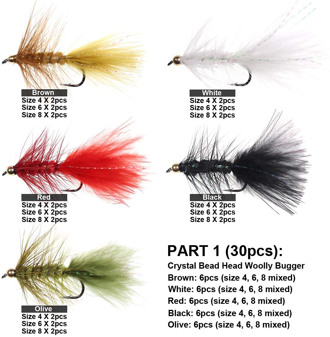 Wifreo woolly bugger variations with beads and flashers for lifelike action.