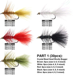 Wifreo woolly bugger variations with beads and flashers for lifelike action.