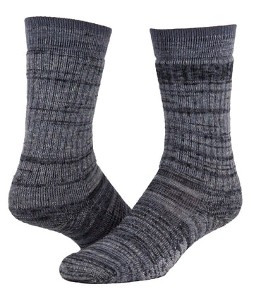 Wigwam Merino Fjord Crew grey sock, medium size, offering warmth, cushioning, and odor resistance.