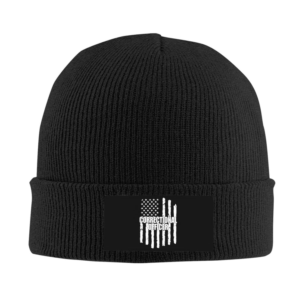wikjxiz corrections officer knitted hat black close-up fabric texture shows soft weave