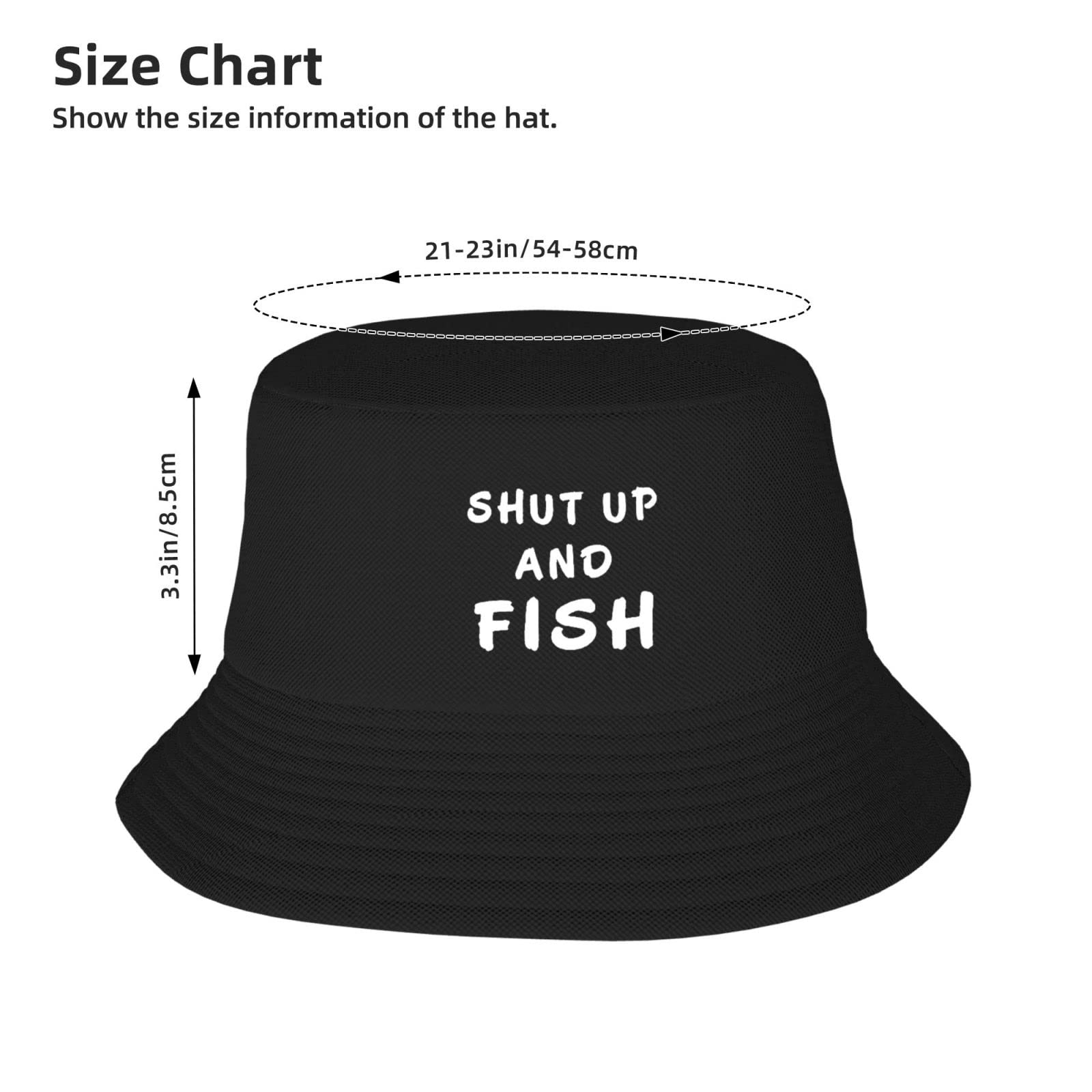 wikjxiz Shut Up and Fish bucket hat material close-up durable polyester