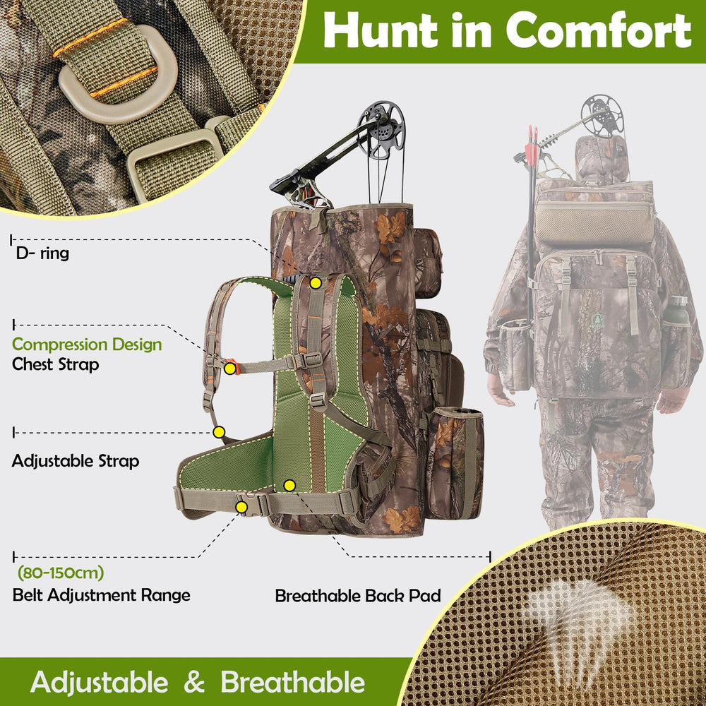 Wild Cedar Bow Hunting Backpack 3.0 side pockets for quick access to water and arrows